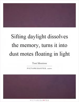 Sifting daylight dissolves the memory, turns it into dust motes floating in light Picture Quote #1