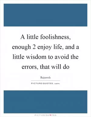 A little foolishness, enough 2 enjoy life, and a little wisdom to avoid the errors, that will do Picture Quote #1