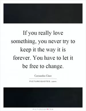 If you really love something, you never try to keep it the way it is forever. You have to let it be free to change Picture Quote #1