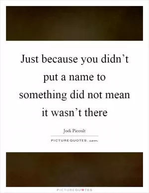 Just because you didn’t put a name to something did not mean it wasn’t there Picture Quote #1