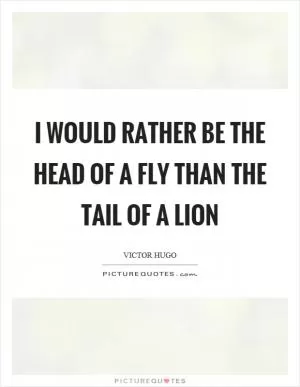 I would rather be the head of a fly than the tail of a lion Picture Quote #1