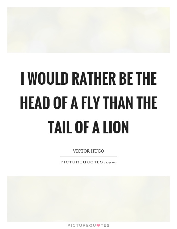 I would rather be the head of a fly than the tail of a lion Picture Quote #1