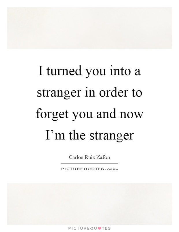 I turned you into a stranger in order to forget you and now I'm the stranger Picture Quote #1
