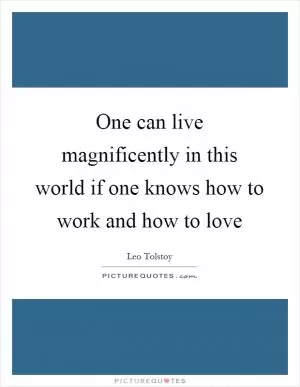 One can live magnificently in this world if one knows how to work and how to love Picture Quote #1
