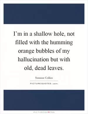 I’m in a shallow hole, not filled with the humming orange bubbles of my hallucination but with old, dead leaves Picture Quote #1
