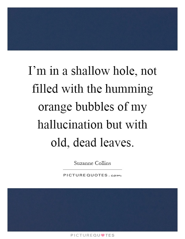 I'm in a shallow hole, not filled with the humming orange bubbles of my hallucination but with old, dead leaves Picture Quote #1