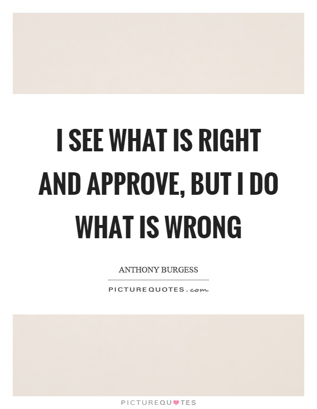I see what is right and approve, but I do what is wrong Picture Quote #1