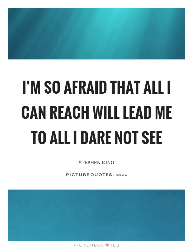 I'm so afraid that all I can reach will lead me to all I dare not see Picture Quote #1