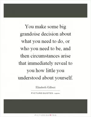 You make some big grandoise decision about what you need to do, or who you need to be, and then circumstances arise that immediately reveal to you how little you understood about yourself Picture Quote #1