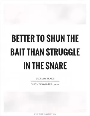 Better to shun the bait than struggle in the snare Picture Quote #1