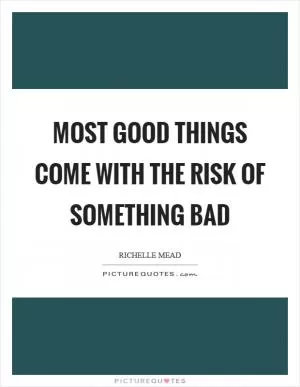 Most good things come with the risk of something bad Picture Quote #1