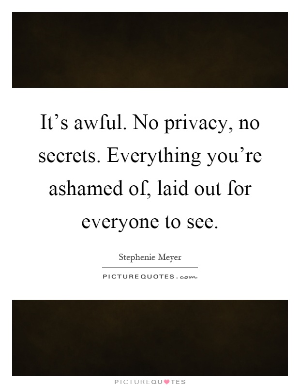 It's awful. No privacy, no secrets. Everything you're ashamed of, laid out for everyone to see Picture Quote #1