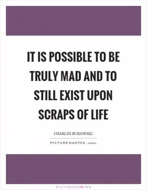 It is possible to be truly mad and to still exist upon scraps of life Picture Quote #1