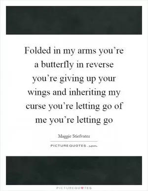 Folded in my arms you’re a butterfly in reverse you’re giving up your wings and inheriting my curse you’re letting go of me you’re letting go Picture Quote #1