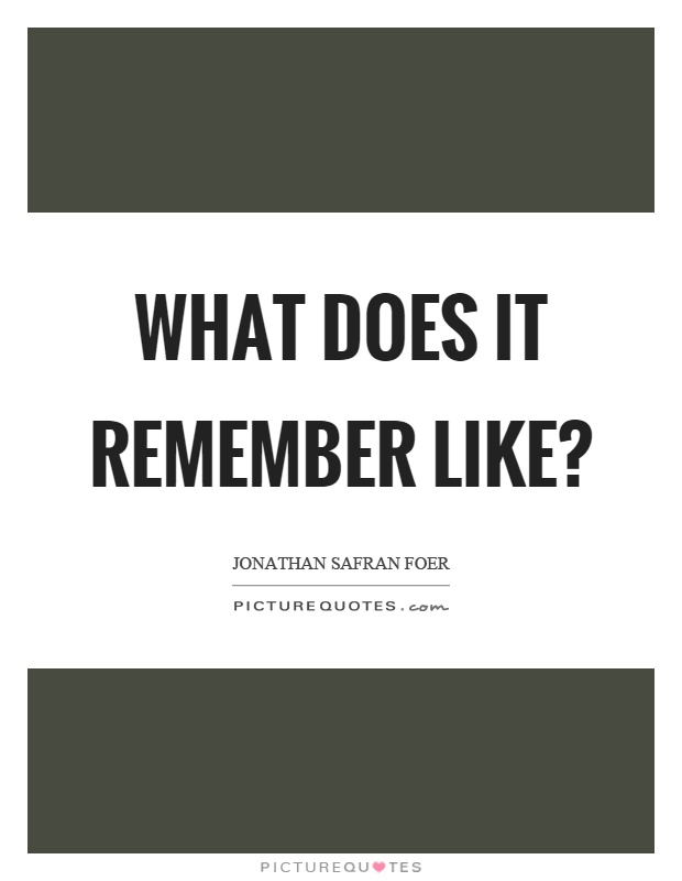 What does it remember like? Picture Quote #1