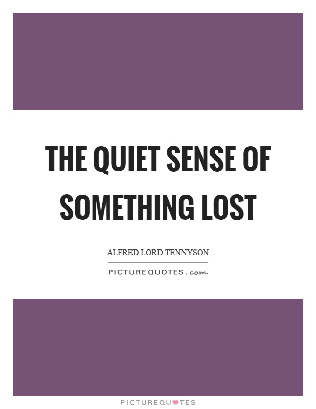 The quiet sense of something lost Picture Quote #1