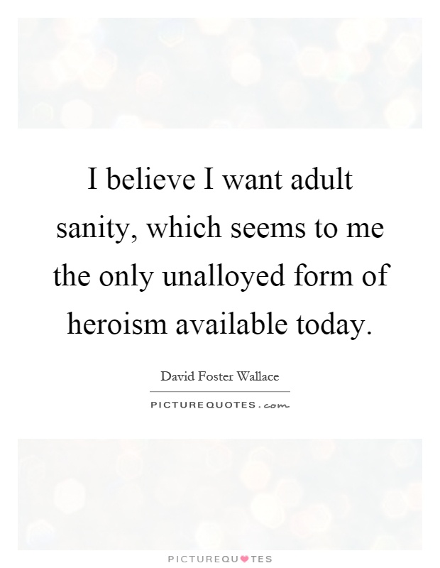 I believe I want adult sanity, which seems to me the only unalloyed form of heroism available today Picture Quote #1