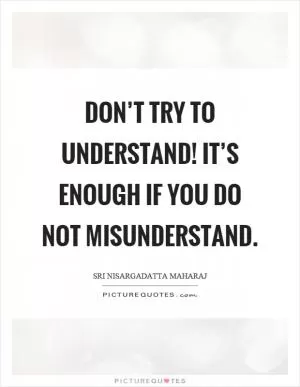 Don’t try to understand! It’s enough if you do not misunderstand Picture Quote #1