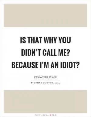 Is that why you didn’t call me? Because I’m an idiot? Picture Quote #1