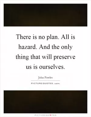 There is no plan. All is hazard. And the only thing that will preserve us is ourselves Picture Quote #1