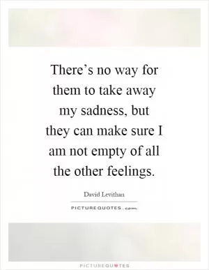 There’s no way for them to take away my sadness, but they can make sure I am not empty of all the other feelings Picture Quote #1