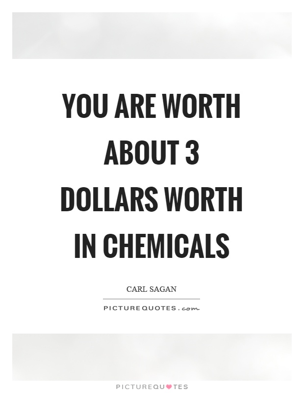 You are worth about 3 dollars worth in chemicals Picture Quote #1