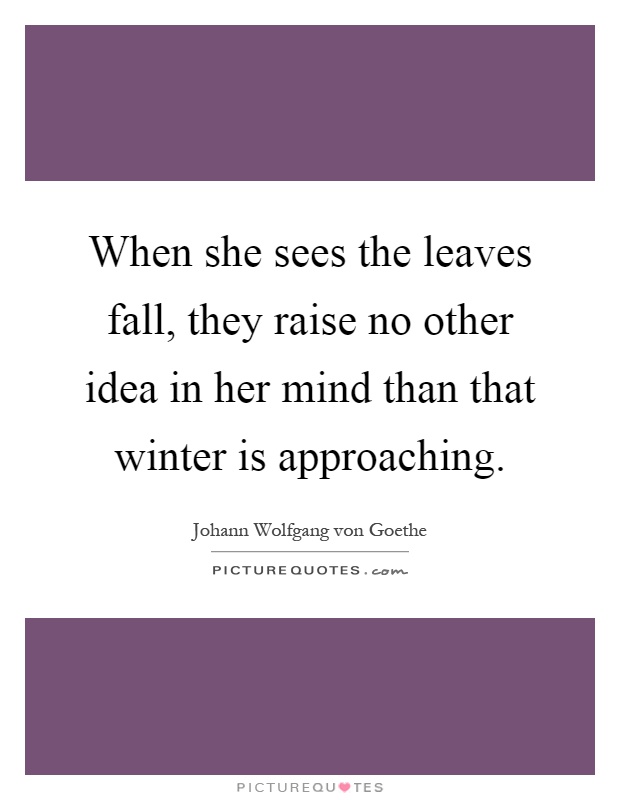 When she sees the leaves fall, they raise no other idea in her mind than that winter is approaching Picture Quote #1