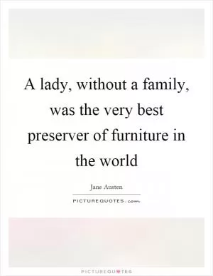A lady, without a family, was the very best preserver of furniture in the world Picture Quote #1