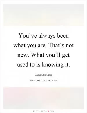 You’ve always been what you are. That’s not new. What you’ll get used to is knowing it Picture Quote #1