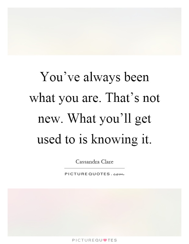 You've always been what you are. That's not new. What you'll get used to is knowing it Picture Quote #1