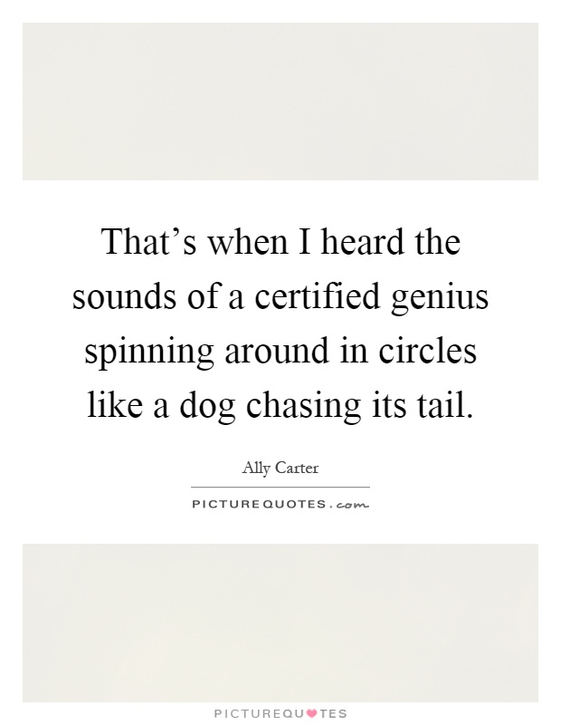That's when I heard the sounds of a certified genius spinning around in circles like a dog chasing its tail Picture Quote #1