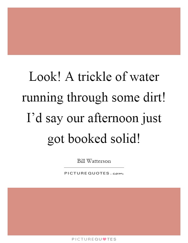 Look! A trickle of water running through some dirt! I'd say our afternoon just got booked solid! Picture Quote #1