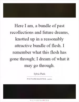 Here I am, a bundle of past recollections and future dreams, knotted up in a reasonably attractive bundle of flesh. I remember what this flesh has gone through; I dream of what it may go through Picture Quote #1