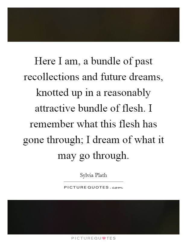Here I am, a bundle of past recollections and future dreams, knotted up in a reasonably attractive bundle of flesh. I remember what this flesh has gone through; I dream of what it may go through Picture Quote #1
