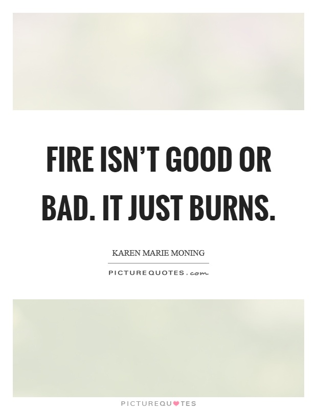 Fire isn't good or bad. It just burns Picture Quote #1