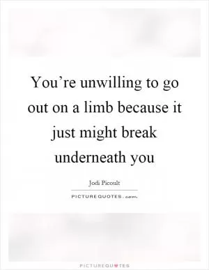 You’re unwilling to go out on a limb because it just might break underneath you Picture Quote #1