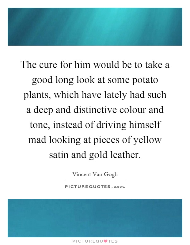 The cure for him would be to take a good long look at some potato plants, which have lately had such a deep and distinctive colour and tone, instead of driving himself mad looking at pieces of yellow satin and gold leather Picture Quote #1