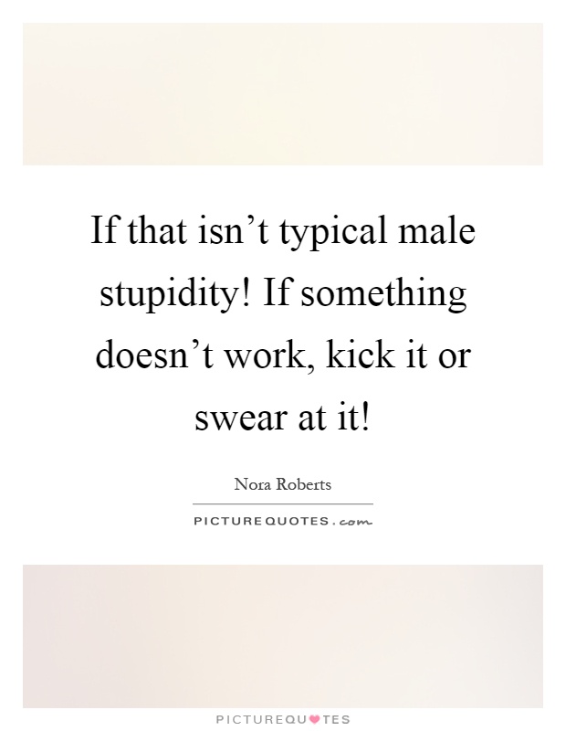 If that isn't typical male stupidity! If something doesn't work, kick it or swear at it! Picture Quote #1