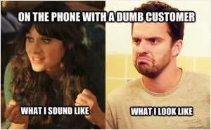 On the phone with a dumb customer. What I sound like. What I look like Picture Quote #1