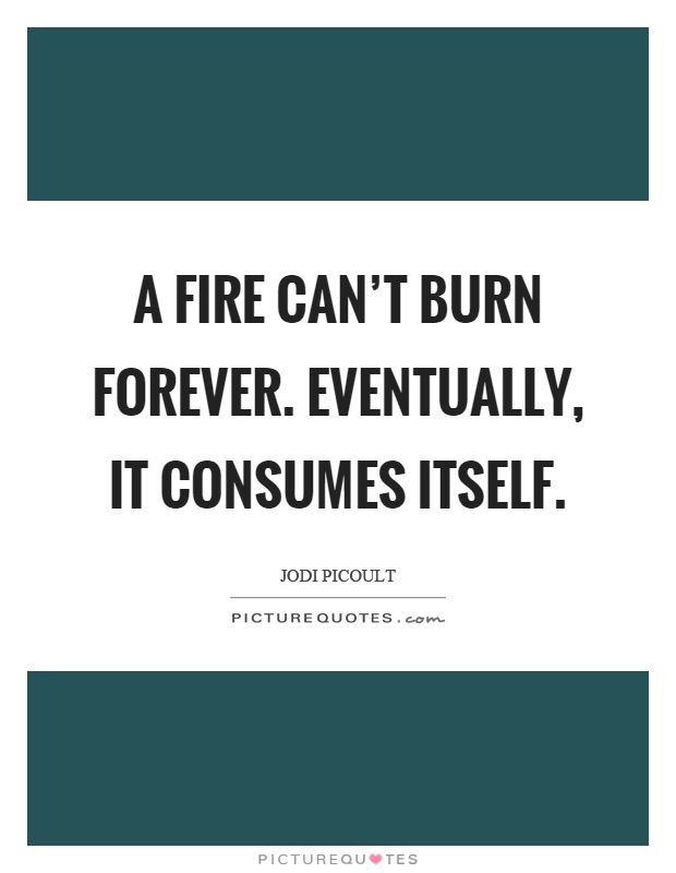 A fire can't burn forever. Eventually, it consumes itself Picture Quote #1