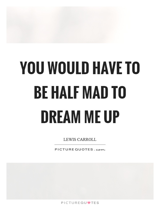 You would have to be half mad to dream me up Picture Quote #1