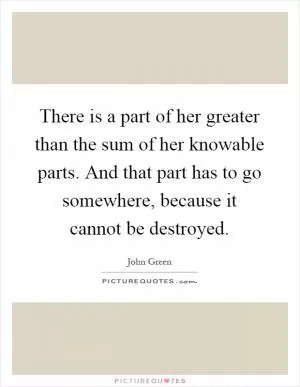 There is a part of her greater than the sum of her knowable parts. And that part has to go somewhere, because it cannot be destroyed Picture Quote #1