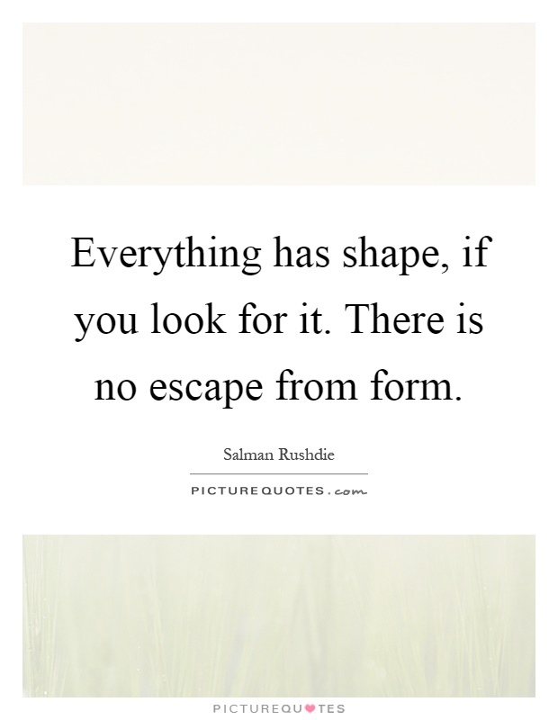 Everything has shape, if you look for it. There is no escape from form Picture Quote #1