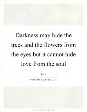 Darkness may hide the trees and the flowers from the eyes but it cannot hide love from the soul Picture Quote #1