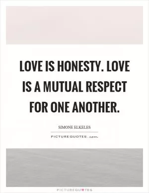 Love is honesty. Love is a mutual respect for one another Picture Quote #1