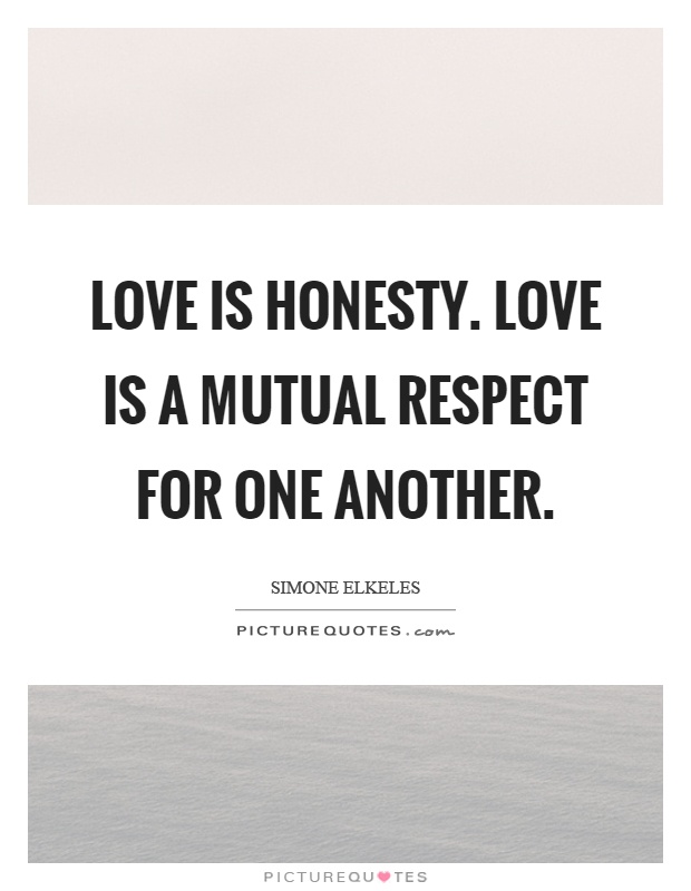 Love is honesty. Love is a mutual respect for one another Picture Quote #1