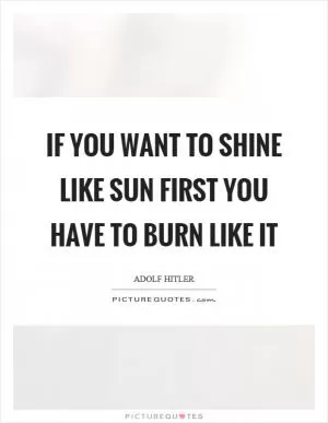 If you want to shine like sun first you have to burn like it Picture Quote #1