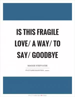 Is this fragile love/ a way/ to say/ goodbye Picture Quote #1
