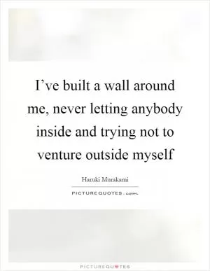 I’ve built a wall around me, never letting anybody inside and trying not to venture outside myself Picture Quote #1