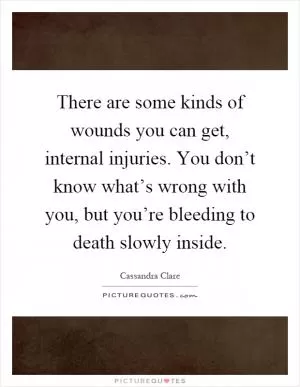 There are some kinds of wounds you can get, internal injuries. You don’t know what’s wrong with you, but you’re bleeding to death slowly inside Picture Quote #1